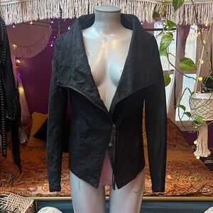 Vintage Y2K Grunge Goth black faux suede leather zip up jacket